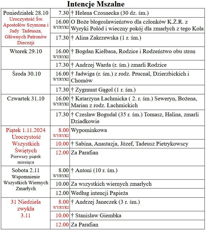 od 28.10 do 03.11.2024