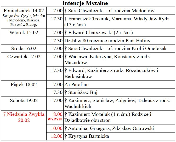 od 14.02 do 20.02.2022