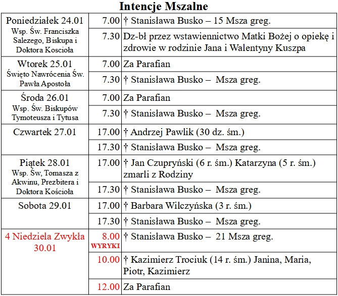 od 24.01 do 30.01.2022